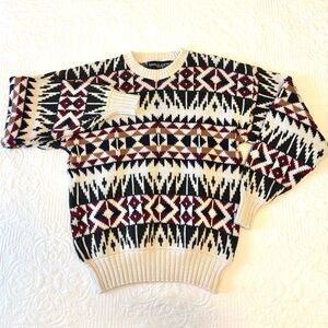Vintage American Portrait 100% cotton Patterned sweater